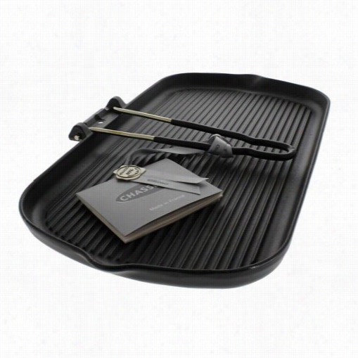 Chasseur Ci_32702_bk____ci_1113 14""x  9"&;quot; Cast Iron Rectangle Grill Pan Through  Folding Handle In Black