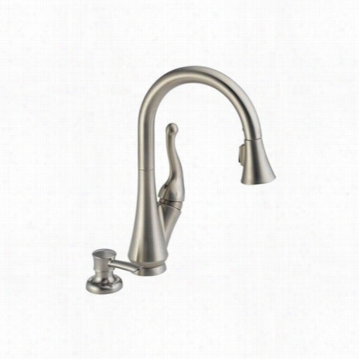 Delta  16968-sssd-dst T Albott Single Handle Kitchen Faucet In Stainless With Soap Dispenser