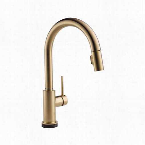 Delta 9159t-cz-dst Trinsic Single Handle Pull Down K1tchen Faucet With Touch2 O Technology In Champagne Bronze