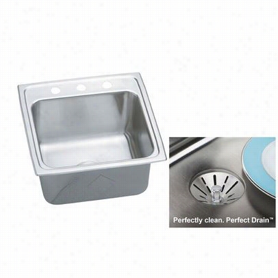 Elkay Dlr191910pd Ourmet 19-1/2"" X 19&quit;" Perfect Drain Single Basin Kitchen Sink With 10-1/8"" Bowl Dep Fh