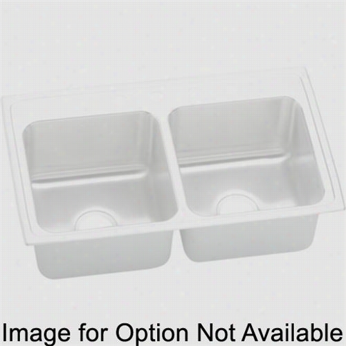 Elkay Dlr3319105 Lustertone 33"&quo; Top Mount Double Bowl 5 Hole Staniless Steel Sink