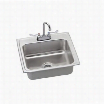 Elkay Lr2219s C Lsutertone 22"" X 19-1/2"" Sink Package With Faucet,trap And Drain
