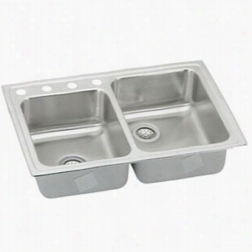 Elkay Lr250l0 Lustertone 33"" Top Mount Double Bowl Stainless Ssteel Sink