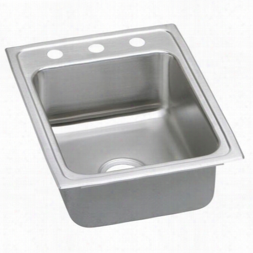 Elkay Lrad1722653 Lustertone 6-1/2"&q Uot; Top Moun T Sigle Bowl 3 Hole Stainless Steel Sink