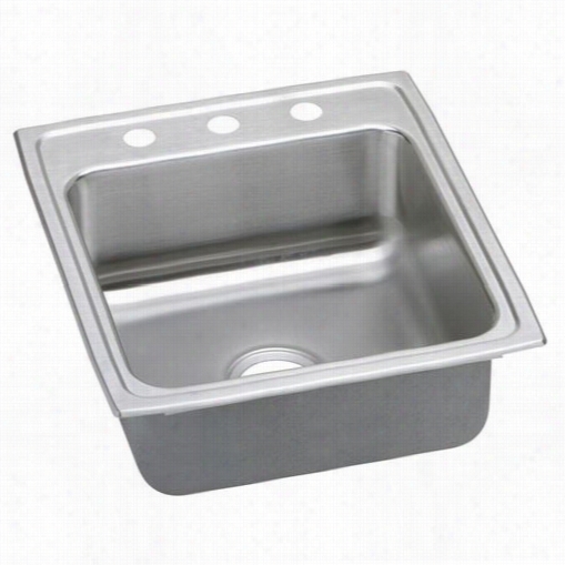 Elkay Lrad2022653 Lustertone 6-1/2"" Top Mount Single Bowl 3 Hole Stainless Steel Be Depressed