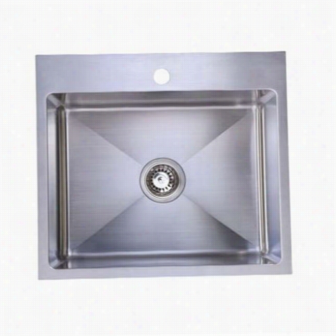 Fluid Fs-tsr1917-1 Thin Lins 19"" Top Mount Single Bowl One Hole Kitchen Sink In Stainless Steel