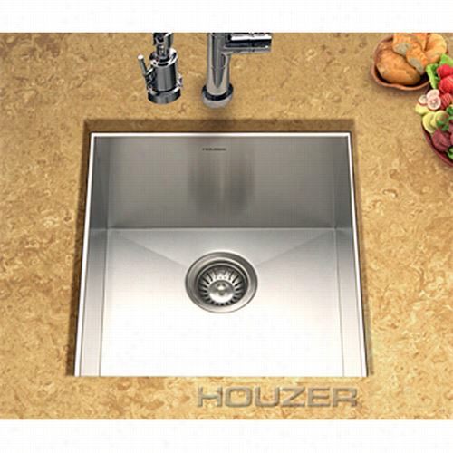 Houzer Ctr-1700 Contempo Zero Radius Undermount  Stianless Steel Prep Sink Withh Bottom Grid And Strainer