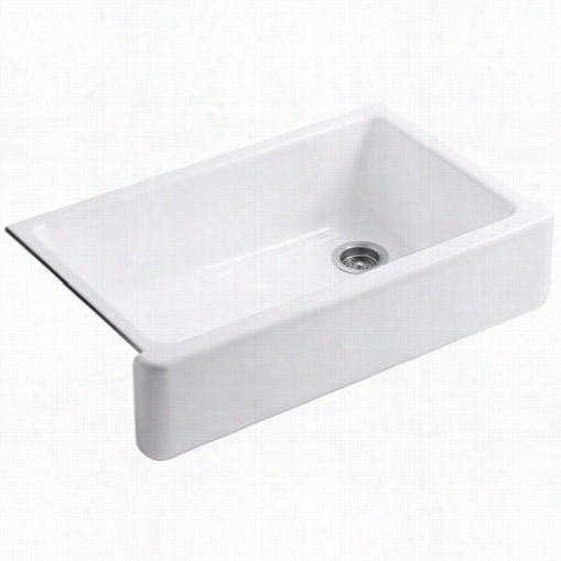 Kohler K-6489 Whitehaven Cast Iron Undermount  Rectanguular Kitchen Sink With Self-triimming High  Apron Fits 36"" Sink Base Cabinet