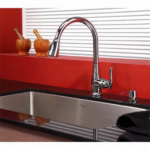 Kraus Khu100-30-kpf2230-ksd30ch 30"&qu Ot; Undermount Single Bowl Sttainless Steels Ink With Chrome Faucet