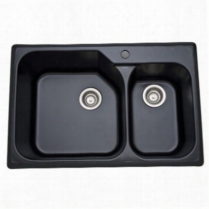 Rohl 6317-63 Allia Fireclay Double Bowl 1 Hole Kitchen Sink  In Matte Blac K