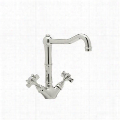 Rohl A1469xmpn-2 Region Kitchen Single  Hole Faucet In Pol Ished Nickel With Cross Handle