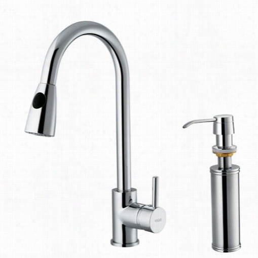 Vigo Vg02005chk2 15-1/8" "h Pull Ot Spray Kotchen Faucet In Chrome With Soap Dispenser