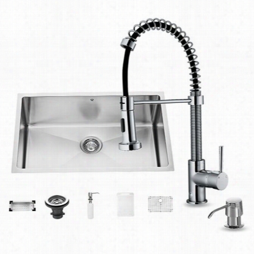 Vigo Vg15055 Undermount Stainless Steel Kitchen Sink With Faucet, Colander, Grid, Straine And Dispenser