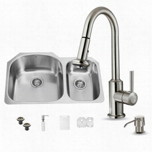 Vigo Vg15306 All In One 31"" Undermount Stainless  Steel Kitcchen Sink And Faucet Set