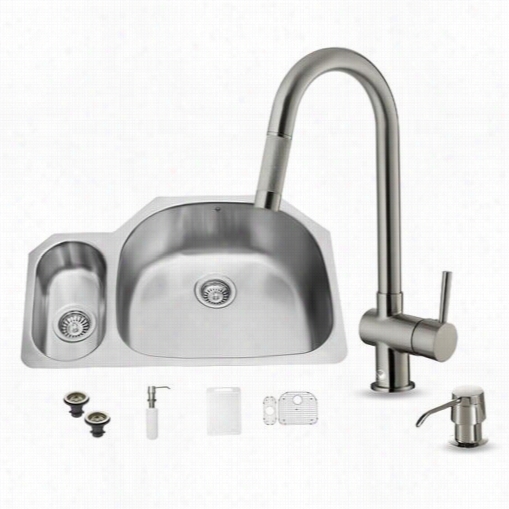 Vgo Vg15327 All In One 32"" Undermount Stailness Steel Kitchdn Sink And Faucet Set