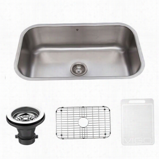 Vigo Vg3019ck1 30"&quott; Undermount Stainl Ess Steel Kitchen Sink With Grid And Stra Iner