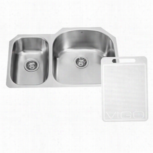 Vigo Vg3121r 32"&auot; Undermount 18 Gauge Double Bwol Kitchen Sink In Unsullied Steel