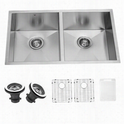 Vigi Gv3219ak1 32"" Undermount Stainless Steel Kitchen Sink With Two Grids And Two Strainers