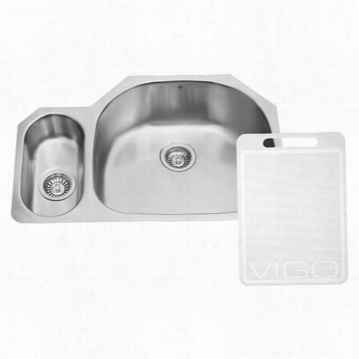 Vigo Vg3321r 32"" Undeemount  18 Gauge Double Bbowl Kitchen Sink In Spotless Steel