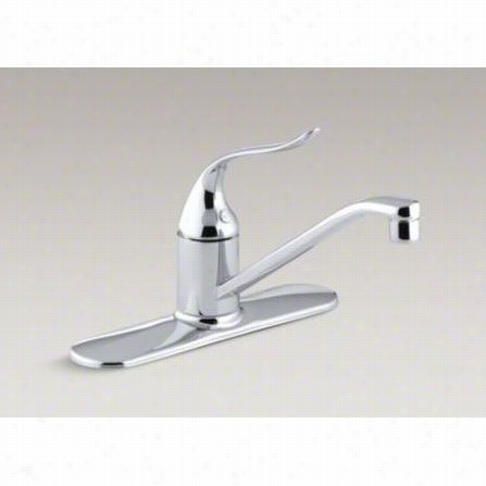 Kohler K-15171-p-cp Coralais 1 Holes Kitchen Faucet With 8-1/2"" Spout, Ground Joints And Lever Handle