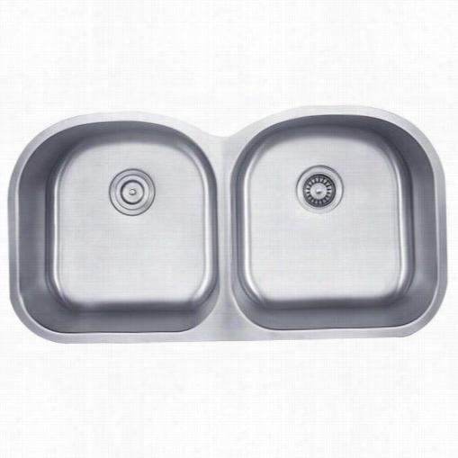 Krau S K Bu28 39"" Undetmount 50/50 Double Bosl 16 Gauge Stainless Steel Kitchen Sink