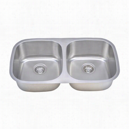 Wells Sinkware Cmu3318-88 Craftsmen 32-1/2"&qukt; X 18-/8"" X 8-l/4&quoy;"; 18 Gauge Double-bowl Topmount Stainless Steels Ink