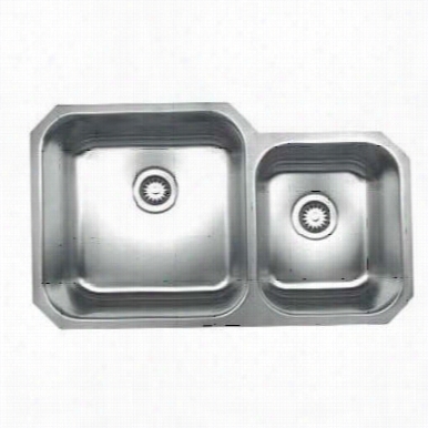 Whitehaus Whndbu3320 Noah's 33-5/8"" Double Bowl Undermount Sink In Brushed Stainless Steel