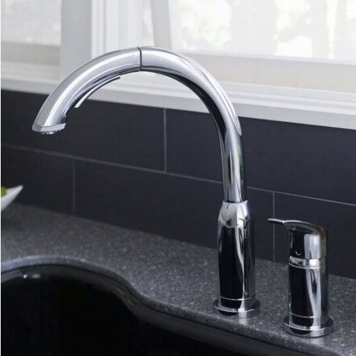 Americanstandard 41001.350.075 Arch Pull Out Kitchen Faucet In Stainless Steel