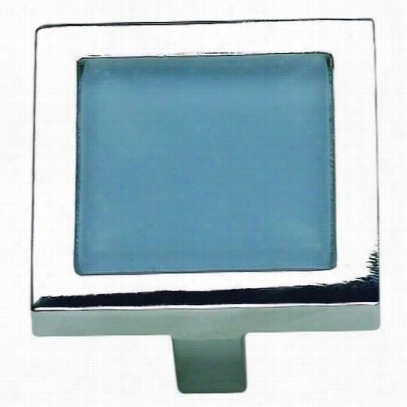 Atlas Homewares 230-blu-ch Spa 1-3/8"&" Blue Square Knob Ni Polished Chrome