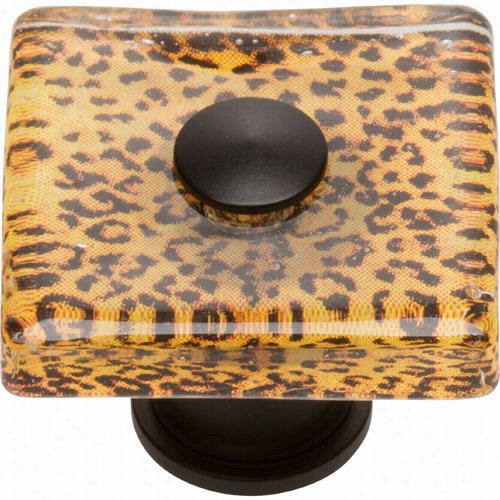 Atlas Homewares 3232-bl Cheetah Square Knob With Crystals Matte Black