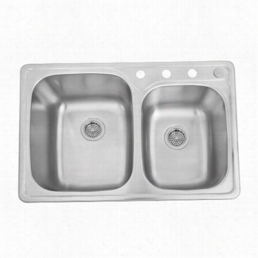 Barclay Kssdb2558-ss Karissa 33"" Double Bowl Kitchen Sink In Stainless Steel