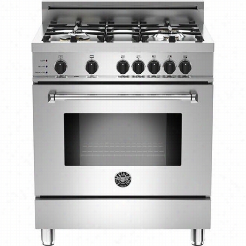 Bertazzoni Mas304dfxt Ruler Deluxe 30"&quoot; Dual Fuel Self Clean Range In Stainless Wtih 4 Brass Burners