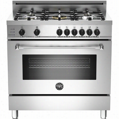 Bertazzoni Mas365dfsxt M Aster Deluxe 36"quot; Dual Fuel Self Clean Range Ins Tainless With 5 Brass Bburnrrs