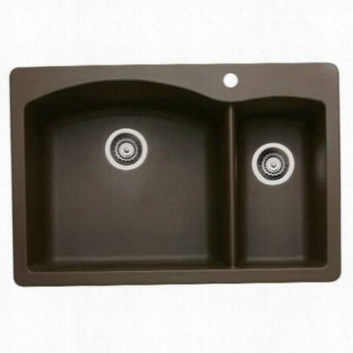 Blamco 440197 Diamond Cafe Brown 1 And 1/2 Bowl Silgranit Drop In Kitchen Sink