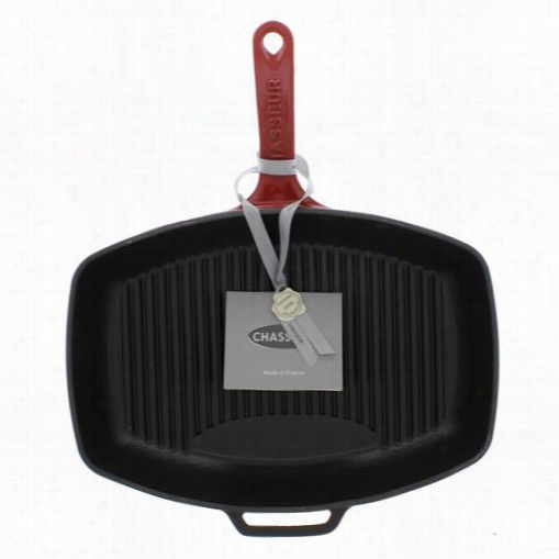 Chasseur Ci_3140_rd____ci_24 8"" X 12"" Cast Iron Rectangular Grill Pan In Red