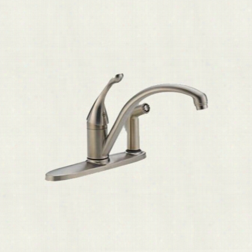 Delta 340-ss-dst Collins 1 Handle Kkitchen Faucet In Stainless With Integral Sptay