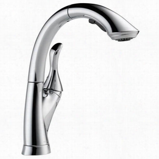 Delta 4153-dst Linden Single Handle Kitchen Faucet In Chrome With Multiflow Pull-out Spray And Brilliant Seal  Technology