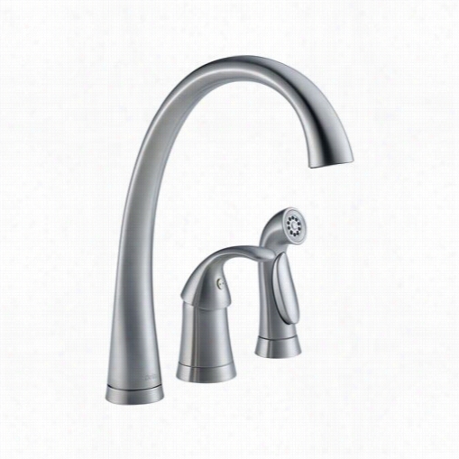 Delta 4380-ar-ds Pilar Sngle Handle Kitcen Faucet With Spray In Arctic Stainless