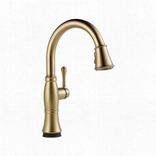 Delta 97t-cz-dst Cassidy Single Handle Pull Down Kitchen Faucet With Touch2o Technology In Champagne Brronze