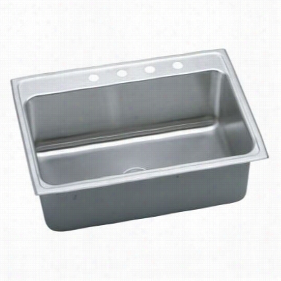 Elkay Dlrq3122124 Lustertone 22"& Quot; Top Mount Single Bowl 4 Hole Stainless Teel Sink