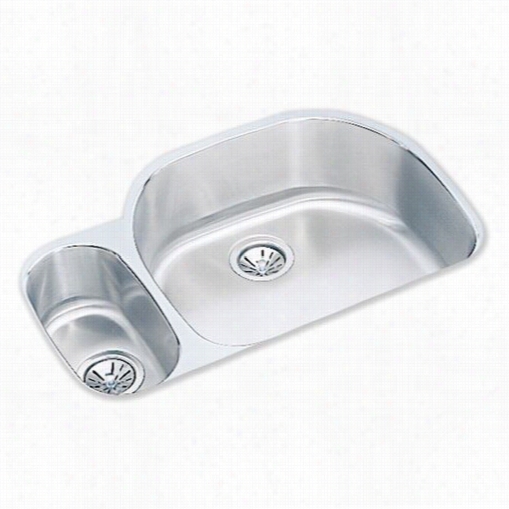 Elkay Elhu3221l Lustertone Double Bowl Undermount Sink Small Bowl On Left