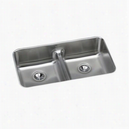 Elkay Eluhaqd3218 Gourmet 32"" X 18-/12"" X 8"q&uot; Undermount Double Basin Stainless Steel Sink