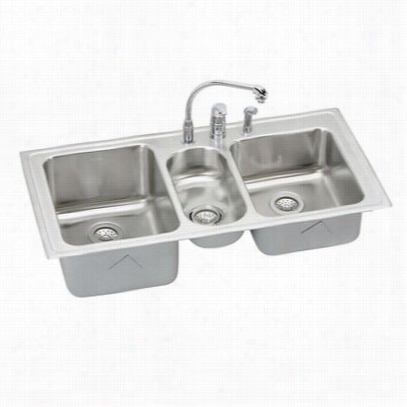 Elkay Lgr4322c Gourmet 43"" Top Mount Triple Bwl  Stainlesss Steel Sink Packaeg