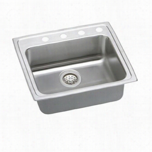 Elkay Lrad252145l Lustertone 25"" X 21-1/4&qukt;" Single Basin Left Drain Sink In Stainless Steel With 4-1/2"&qupt; Goblet Depth