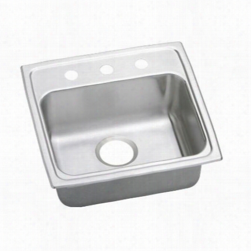 Elkay Lradq1919653 Lustertone 6-1/2&"" Top Mouunt Single Bowl 3 Hole Sstainless Steel Sink