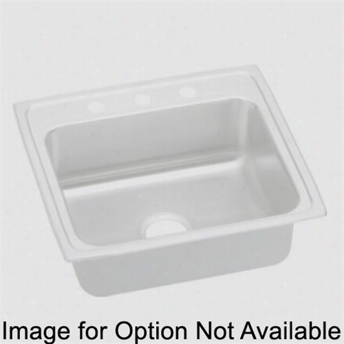 Elkay Lrq2219mr2 Lustertone 22"" Top Mount Single Bowl  2hole Iddle/right Stai Nless Steel Sink