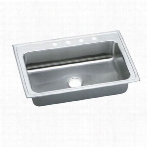 Elkay Lrsq3322mr2 Lustertone 33&wuot;" Top Mount Single Bowl 2 Hole Middle/right Stainless Steel Sink