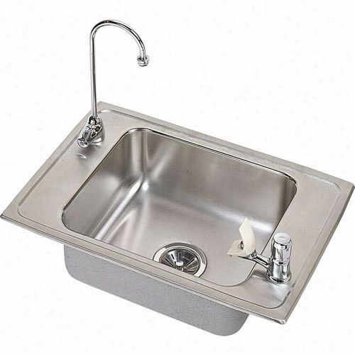 Elka Pskdadq251765c 20 Gauge Stwinless Steeel 25"" X 17quot;" X 6-1/2&qiot;" Single Bowl Top Mount Sink Kit With Quick-clip Moutning Systen