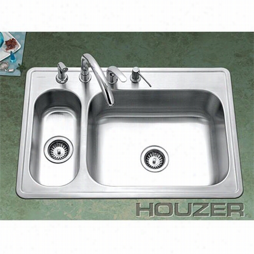 Houzer Lhd-3322-1 Legend Stainless Steel 80/20 Double Bowl Sink