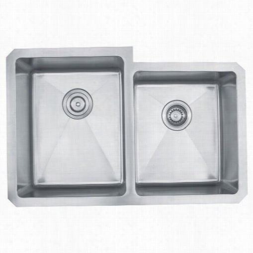 Kraus Khu105-32 32"" Undermount 50/50 Double Bowl 16 Gauge Stainless Armor Kitchen Sink